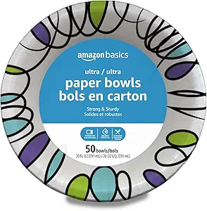 Amazon Basics Ultra Paper Bowls, 20 Oz, Disposable