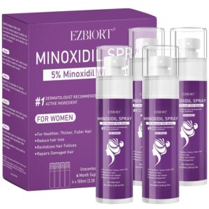 5% Minoxidil Spray for Women-4 PCS ，monoxide for men hair Infused with Biotin, hers hair regrowth treatment, Supports Thicker and Fuller Hair & Beard...