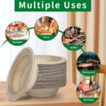 Shimglim 18oz Disposable Sturdy Paper Bowls, Microwave-Safe, Compostable Heat Resistant Soup Bowl, Biodegradable Bagasse Hot Food Plates and Bowls - Natural...